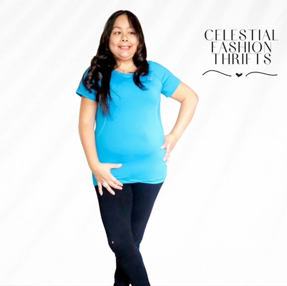 ADIDAS TECHFIT WOMENS BLUE SIZE L SPORTS TOP - Picture 2 of 5